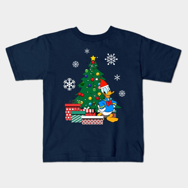 Donald Duck Around The Christmas Tree Kids T-Shirt by Nova5